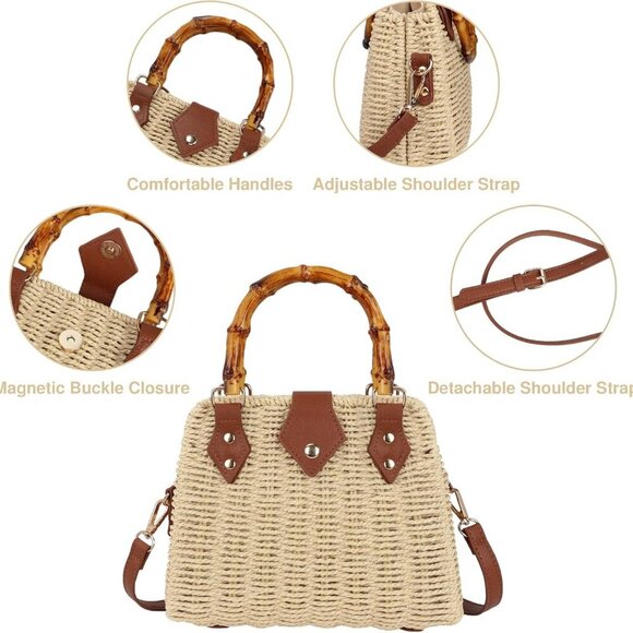 Versatile Handwoven Straw Bag for Women – Summer Essential with Stylish Handle - Picture 3 of 6